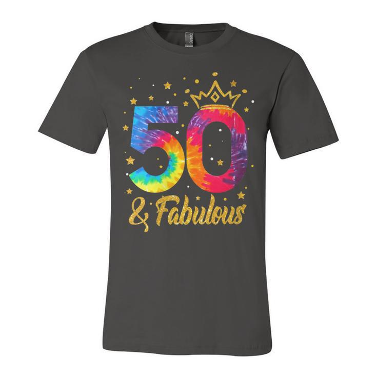 Womens Women 50 & Fabulous Happy 50Th Birthday Crown Tie Dye  Unisex Jersey Short Sleeve Crewneck Tshirt