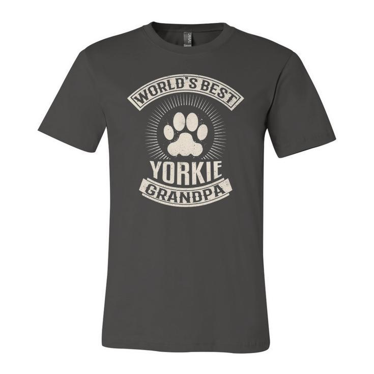Worlds Best Yorkie Grandpa Jersey T-Shirt