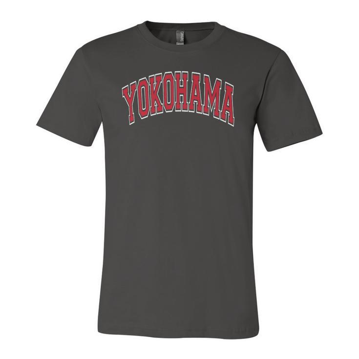 Yokohama Japan Varsity Style Red Text Jersey T-Shirt