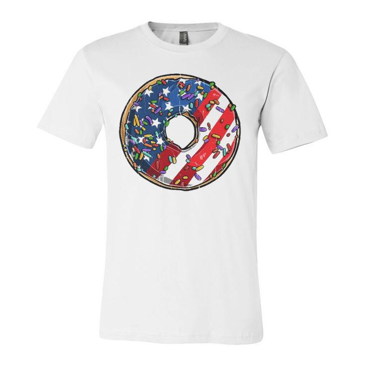 4Th Of July Donut Usa Flag Graphic American Doughnut Jersey T-Shirt