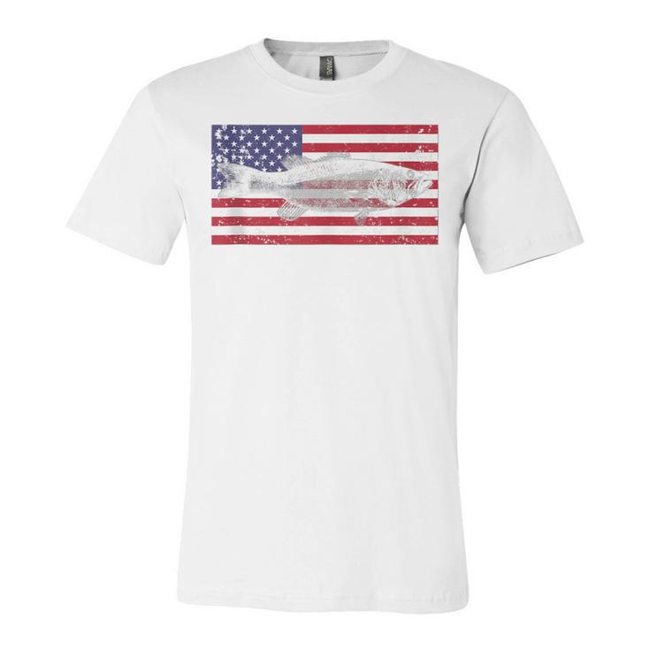 4Th Of July American Flag Bass Fish Usa Distressed Mens Dad  Unisex Jersey Short Sleeve Crewneck Tshirt