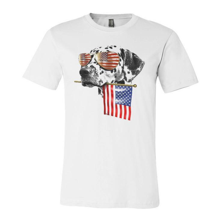 4Th Of July  Fun American Flag Dalmatian Dog Lover Gift Unisex Jersey Short Sleeve Crewneck Tshirt