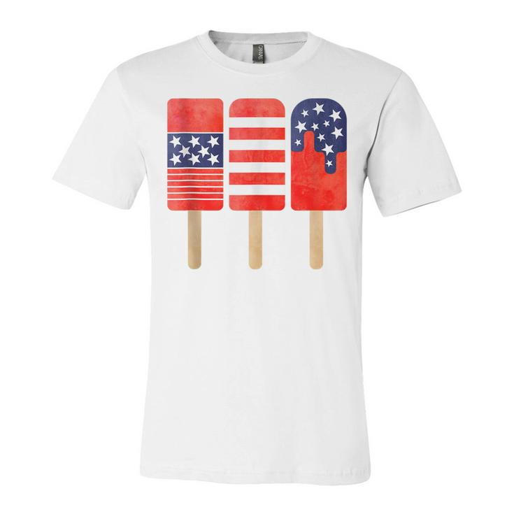 4Th Of July Popsicles Usa Flag Independence Day Patriotic  Unisex Jersey Short Sleeve Crewneck Tshirt