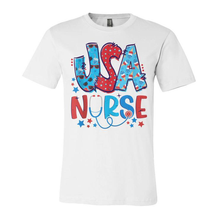 4Th Of July Usa Nursery American Nurse 2022 Patriotic Nurse  Unisex Jersey Short Sleeve Crewneck Tshirt