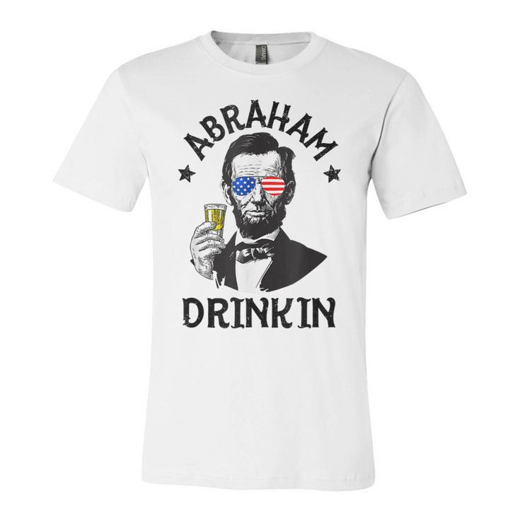 Abraham Lincoln 4Th Of July Drinking  Men Women Gift  Unisex Jersey Short Sleeve Crewneck Tshirt