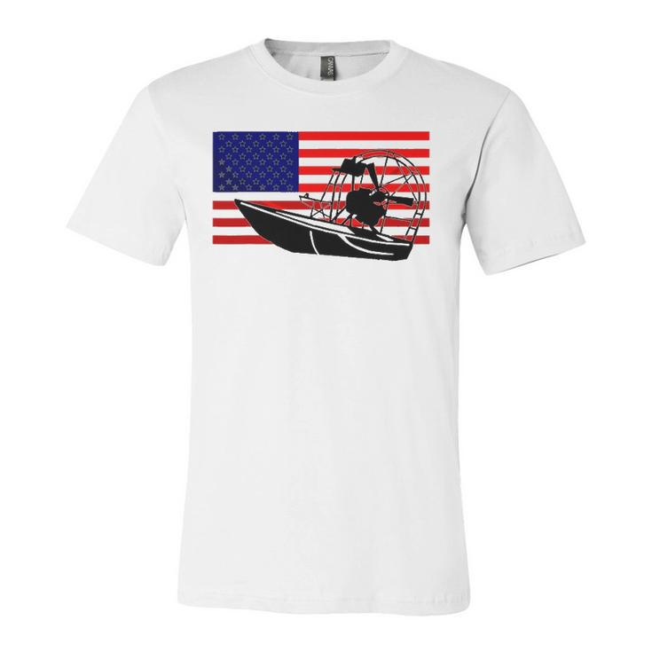 Airboat Us Flag Cool 4Th Of July Captain Jersey T-Shirt