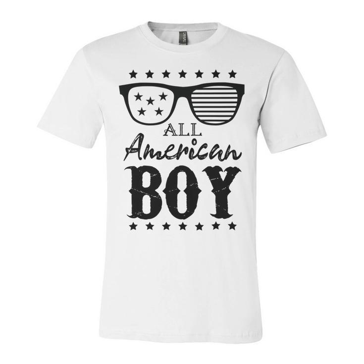 All American Boy 4Th Of July Boys Kids Sunglasses Family  Unisex Jersey Short Sleeve Crewneck Tshirt