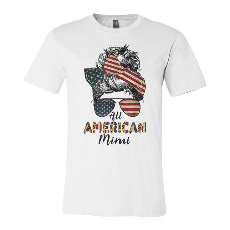 All American Mimi Messy Bun Matching Family 4Th Of July Mom  Unisex Jersey Short Sleeve Crewneck Tshirt