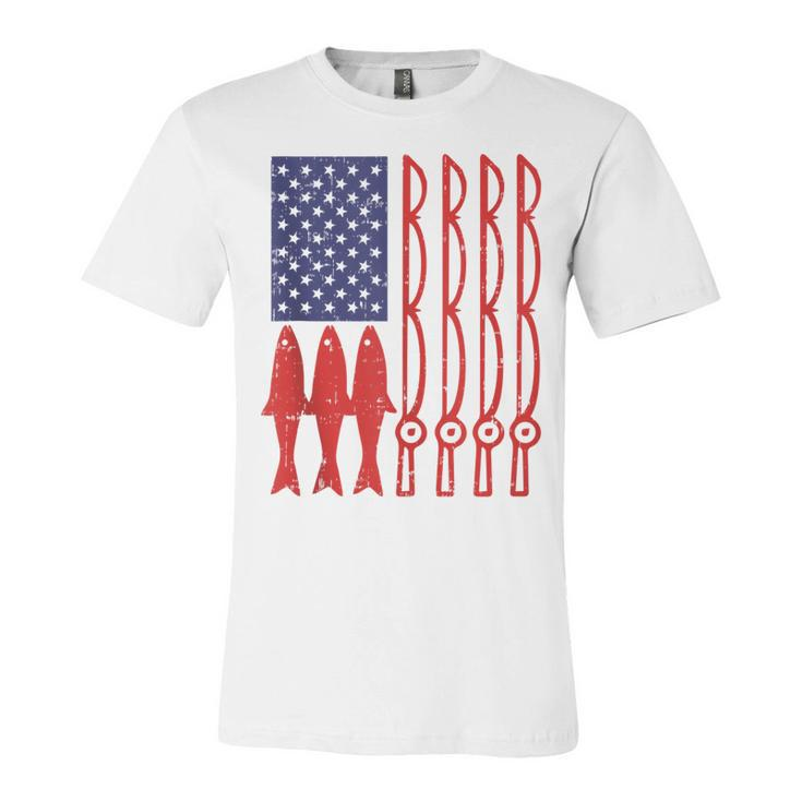 American Flag Fishing 4Th Of July Patriotic Dad Gift Angler V2 Unisex Jersey Short Sleeve Crewneck Tshirt