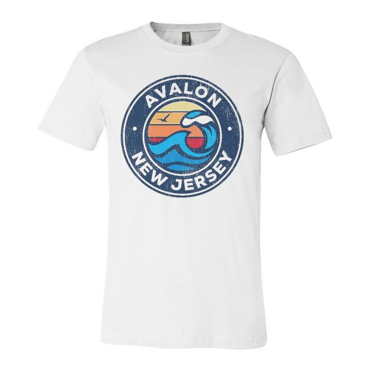Avalon New Jersey Nj Vintage Nautical Waves Jersey T-Shirt