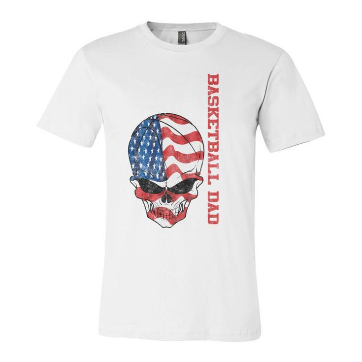 Basketball Dad American Flag Skull Patriotic 4Th Of July   Unisex Jersey Short Sleeve Crewneck Tshirt