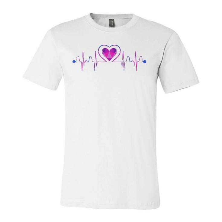 Bisexual Flag Bi Pride Heartbeat Queer Heart Bisexual Jersey T-Shirt