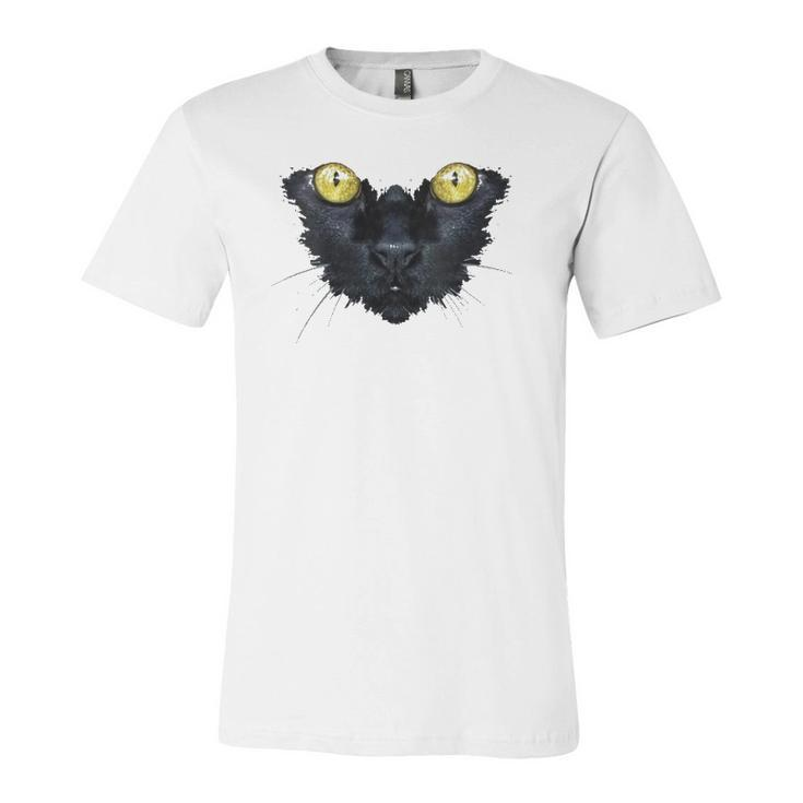 Black Cat Yellow Eyes Kitty Kitten Cat Face Jersey T-Shirt
