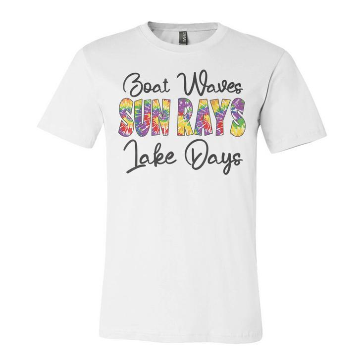 Boat Waves Sun Rays Lake Days Tie Dye Summer Funny Girl Kid  Unisex Jersey Short Sleeve Crewneck Tshirt