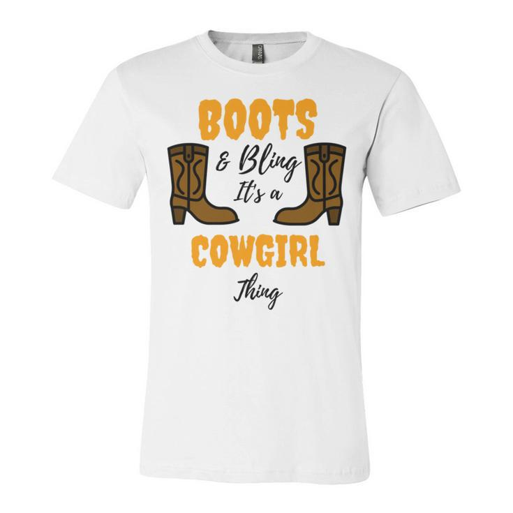Boots Bling Its A Cowgirl Thing  Unisex Jersey Short Sleeve Crewneck Tshirt