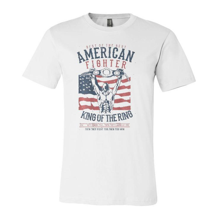 Boxer Graphic With Belt Gloves & American Flag Distressed Unisex Jersey Short Sleeve Crewneck Tshirt