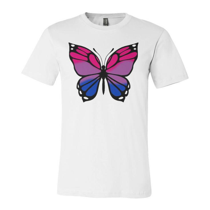 Butterfly With Colors Of The Bisexual Pride Flag Unisex Jersey Short Sleeve Crewneck Tshirt