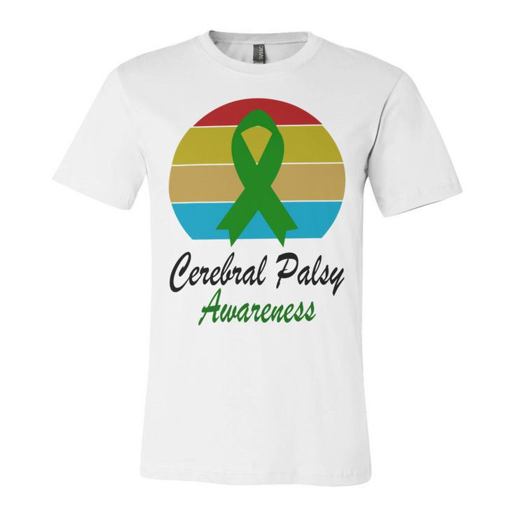 Cerebral Palsy Awareness Vintage  Green Ribbon  Cerebral Palsy  Cerebral Palsy Awareness Unisex Jersey Short Sleeve Crewneck Tshirt