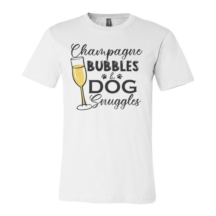 Champagne Bubbles & Dog Snuggles Dog Person Jersey T-Shirt