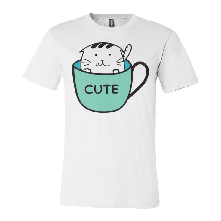 Cute Cat In Mug Unisex Jersey Short Sleeve Crewneck Tshirt