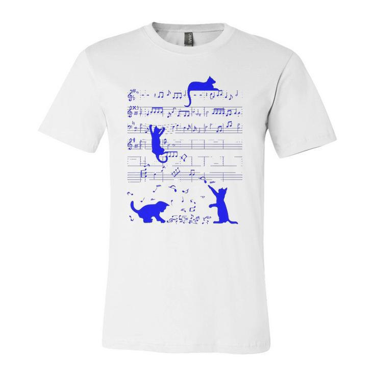 Cute Cats Kitty Music Notes Musician Art Jersey T-Shirt