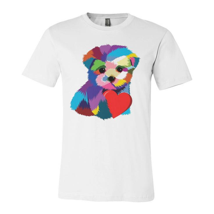 Cute Dog Rescue Teens Rainbow Puppy Heart Jersey T-Shirt