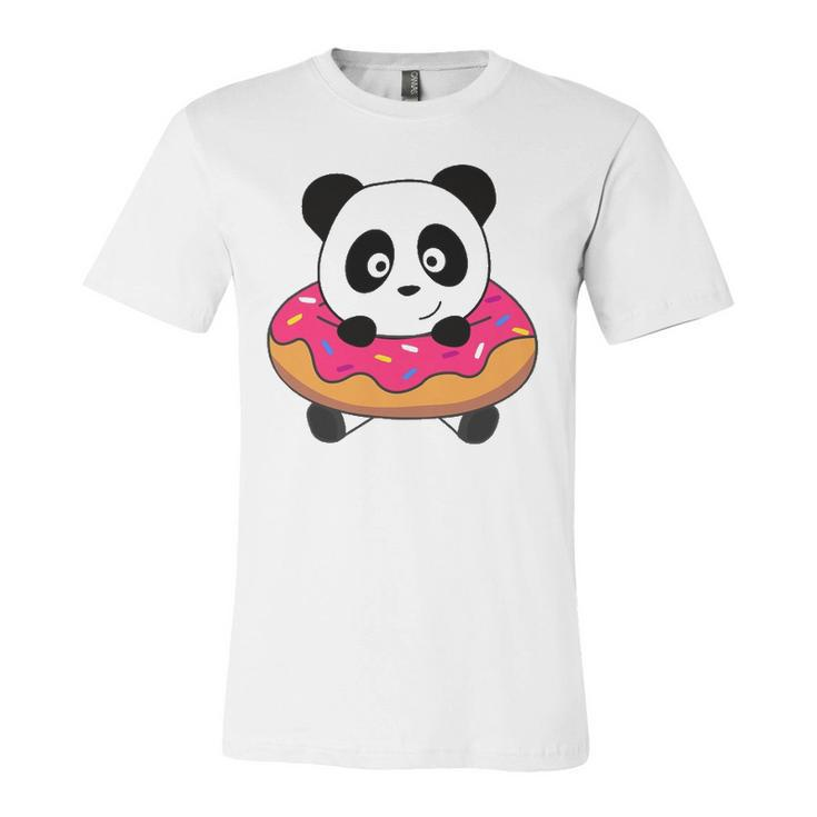 Cute Panda Bear Pandas Donut Sprinkles Unisex Jersey Short Sleeve Crewneck Tshirt