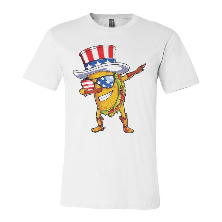 Dabbing Uncle Sam Taco 4Th Of July Kids Boys Girls Jersey T-Shirt