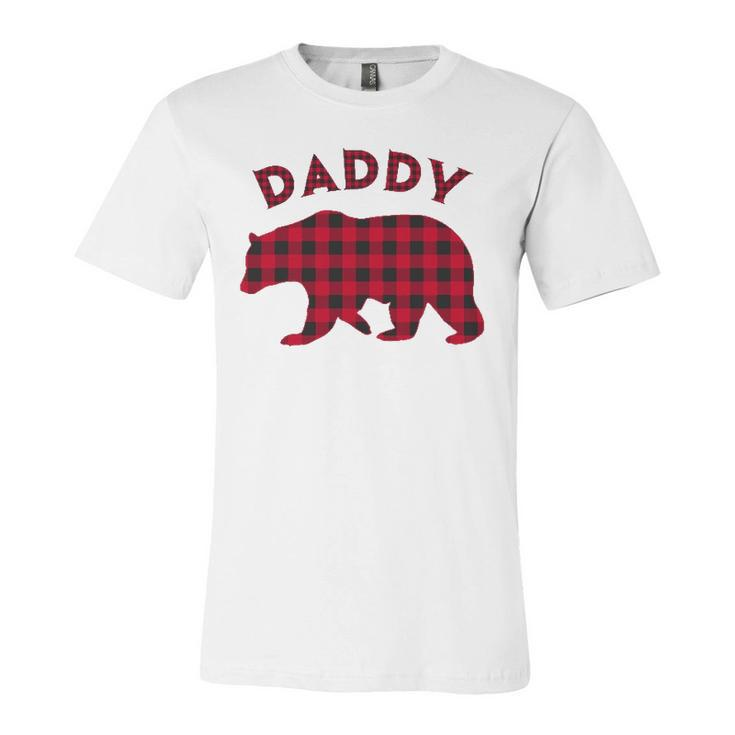Daddy Bear Red Plaid Christmas Buffalo Pajama Jersey T-Shirt