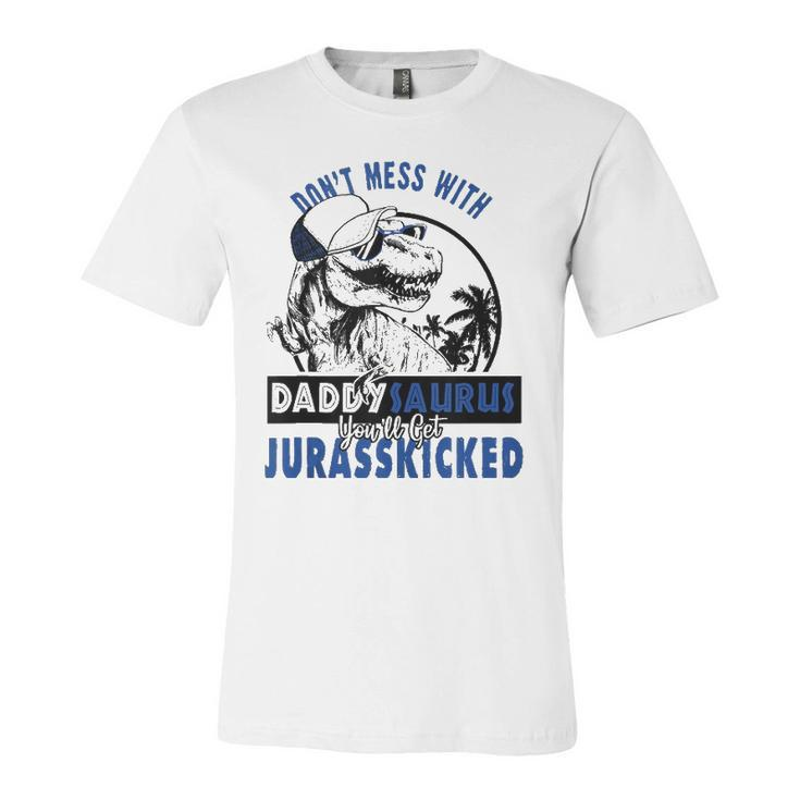 Daddysaurus Dad Husband Fathers Day Matching Dinosaur Jersey T-Shirt