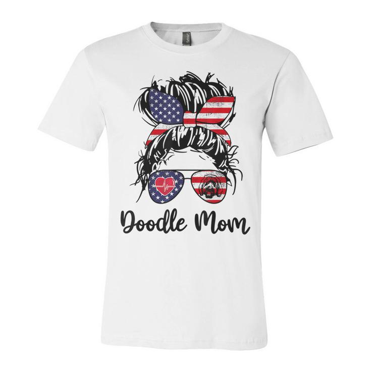 Doodle Mom Happy 4Th Of July American Flag Day  Unisex Jersey Short Sleeve Crewneck Tshirt
