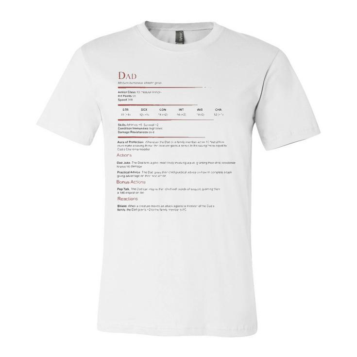 Dungeons And Rpg Dragons Dad Stat Fathers Day Jersey T-Shirt