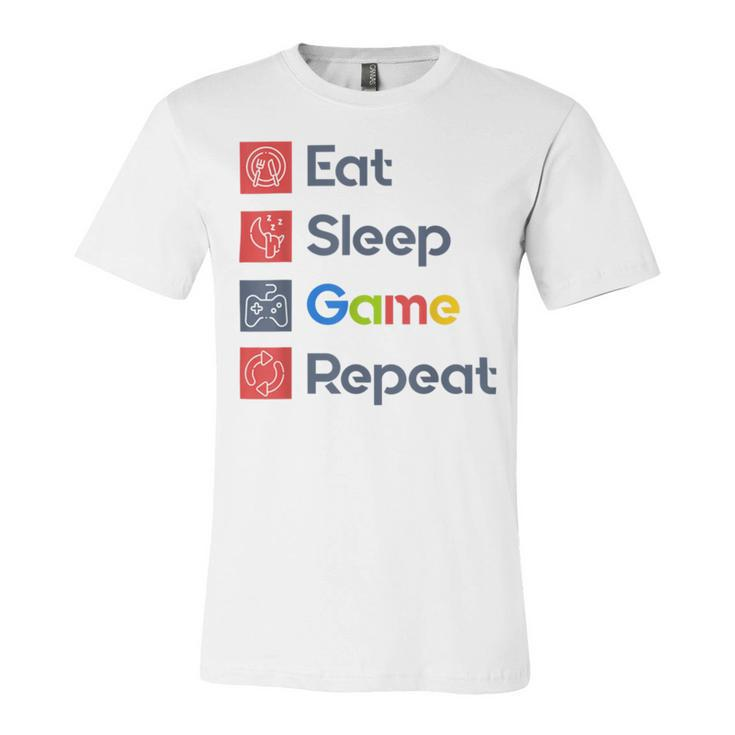 Eat Sleep Game Repeat Unisex Jersey Short Sleeve Crewneck Tshirt