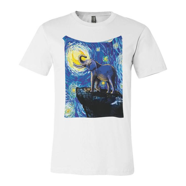 Elephant - Moon Night Sky Unisex Jersey Short Sleeve Crewneck Tshirt