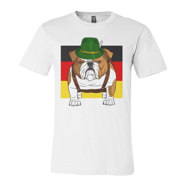 English Bulldog Oktoberfest Lederhosen Alpine Hat Prost Jersey T-Shirt