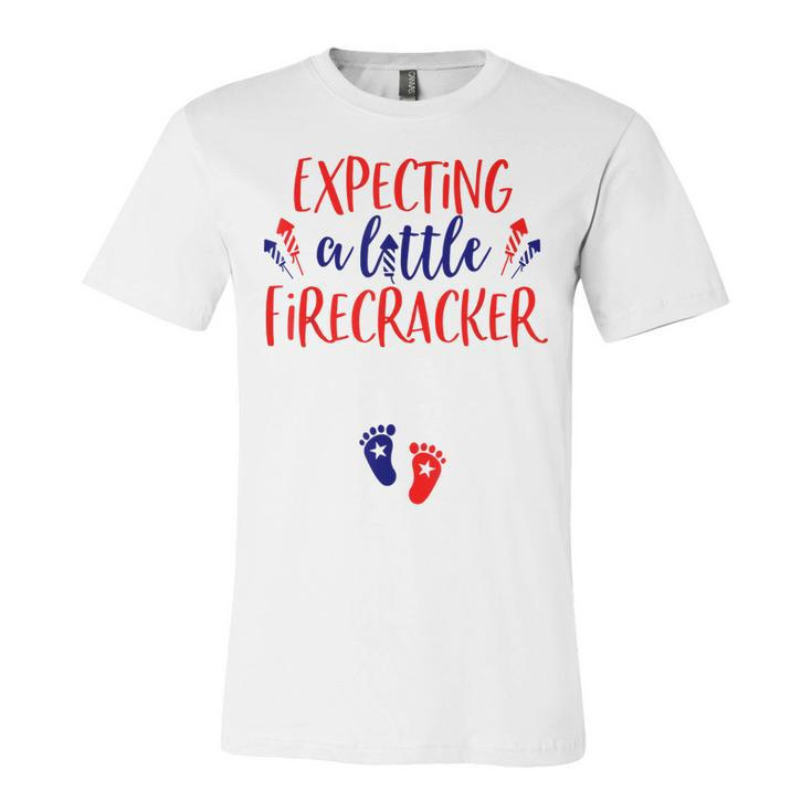 Expecting A Little Firecracker New Mom 4Th Of July Pregnancy  Unisex Jersey Short Sleeve Crewneck Tshirt