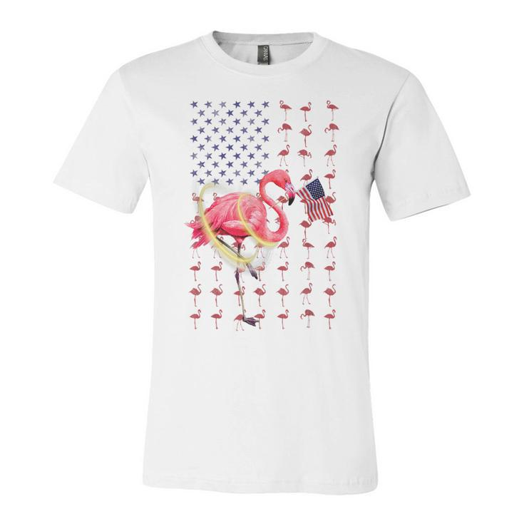 Flamingo American Usa Flag 4Th Of July Patriotic Funny  Unisex Jersey Short Sleeve Crewneck Tshirt