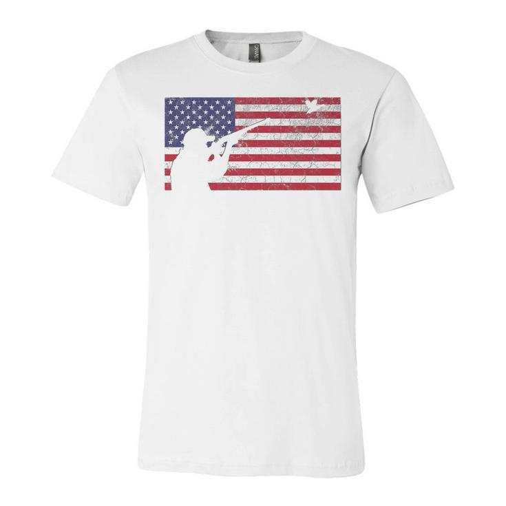 Fourth Of July 4Th American Flag Duck Hunting Geese Dad Usa   Unisex Jersey Short Sleeve Crewneck Tshirt
