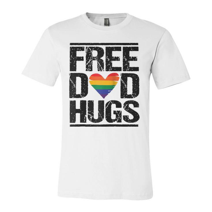 Free Dad Hugs Lgbtq Pride Stepfather Daddy Papa Raglan Baseball Tee Jersey T-Shirt