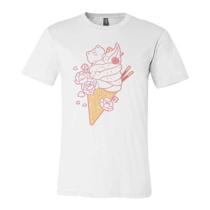 Frog Ice Cream Cone Cute Kawaii Aesthetic Jersey T-Shirt