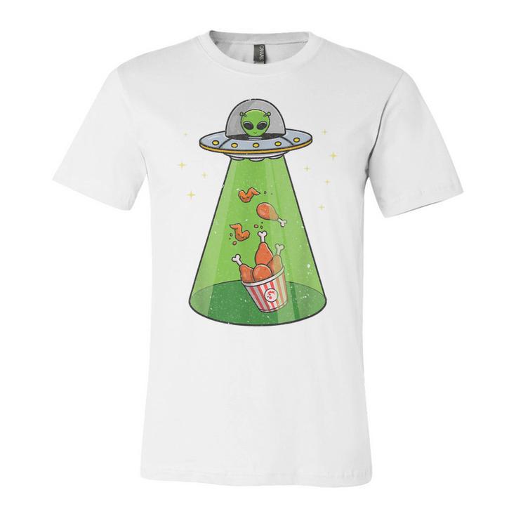 Funny Alien  Ufo Abduction Fried Chicken Aliens Lover  V2 Unisex Jersey Short Sleeve Crewneck Tshirt