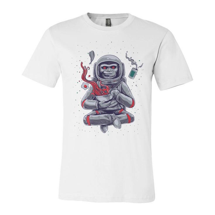 Funny Astronaut Monkey Ramen V2 Unisex Jersey Short Sleeve Crewneck Tshirt