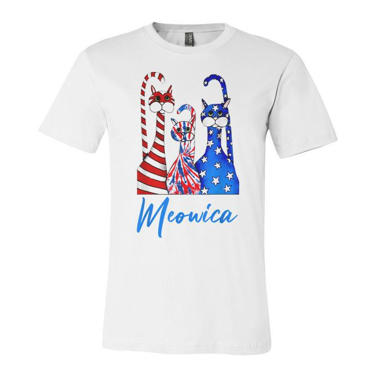 Funny Tie Dye Meowica 4Th Of July Cat Lovers Patriotic  Unisex Jersey Short Sleeve Crewneck Tshirt