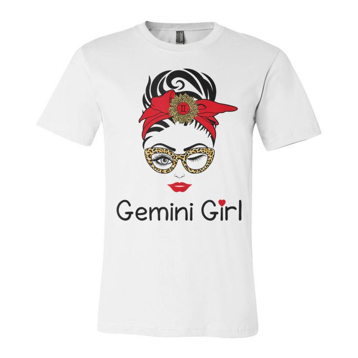 Gemini Girl  Leopard Sunflower Zodiac Birthday Girl  Unisex Jersey Short Sleeve Crewneck Tshirt