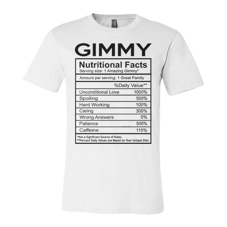 Gimmy Grandma Gift   Gimmy Nutritional Facts Unisex Jersey Short Sleeve Crewneck Tshirt