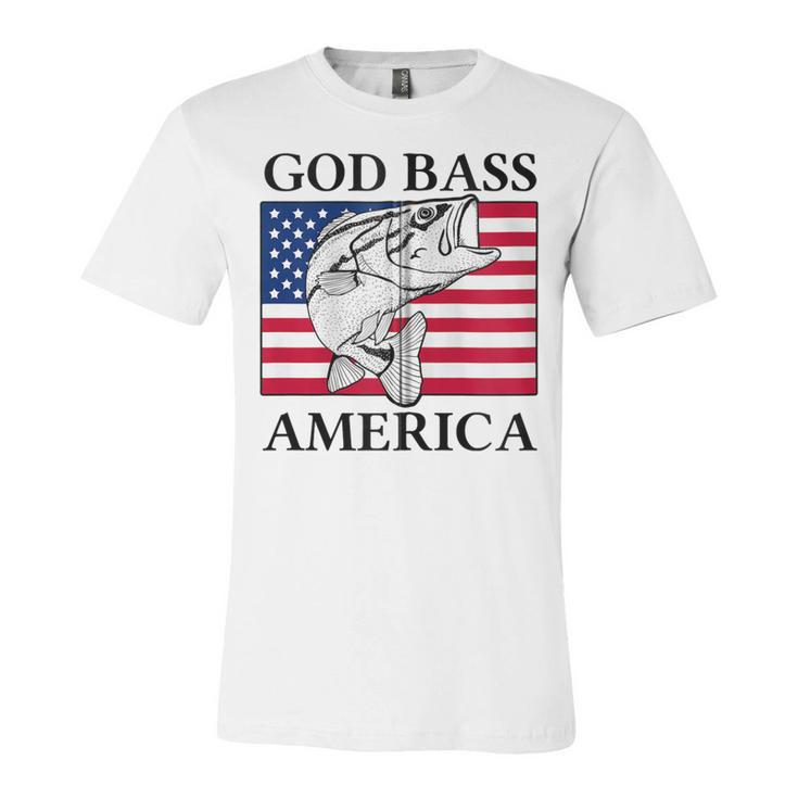 God Bass America Funny Fishing Dad 4Th Of July Usa Patriotic Zip  Unisex Jersey Short Sleeve Crewneck Tshirt