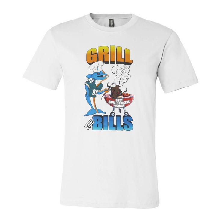 Grill The Bills Dolphin Chef Best Buffalo Burgers And Wings Jersey T-Shirt