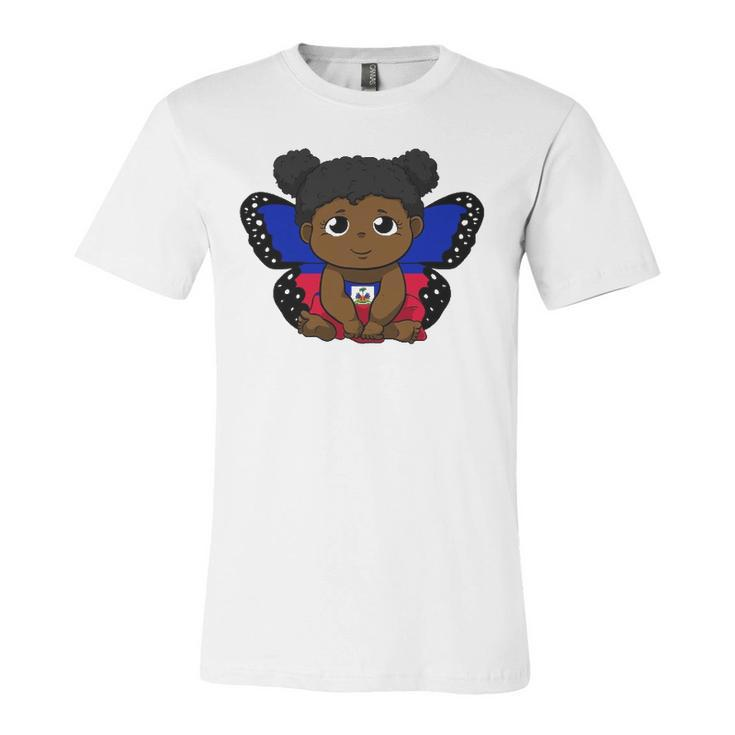 Haiti Haitian Love Flag Princess Girl Kid Wings Butterfly Unisex Jersey Short Sleeve Crewneck Tshirt