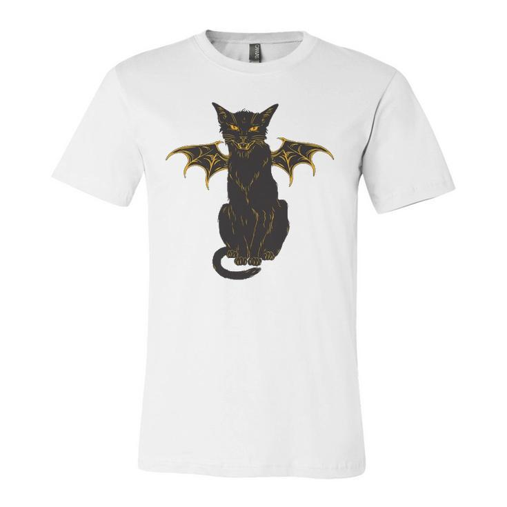 Halloween Black Cat With Wings Boy Girl Kids Jersey T-Shirt