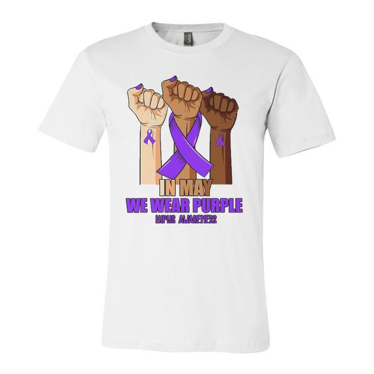 Hand In May We Wear Purple Lupus Awareness Month Jersey T-Shirt